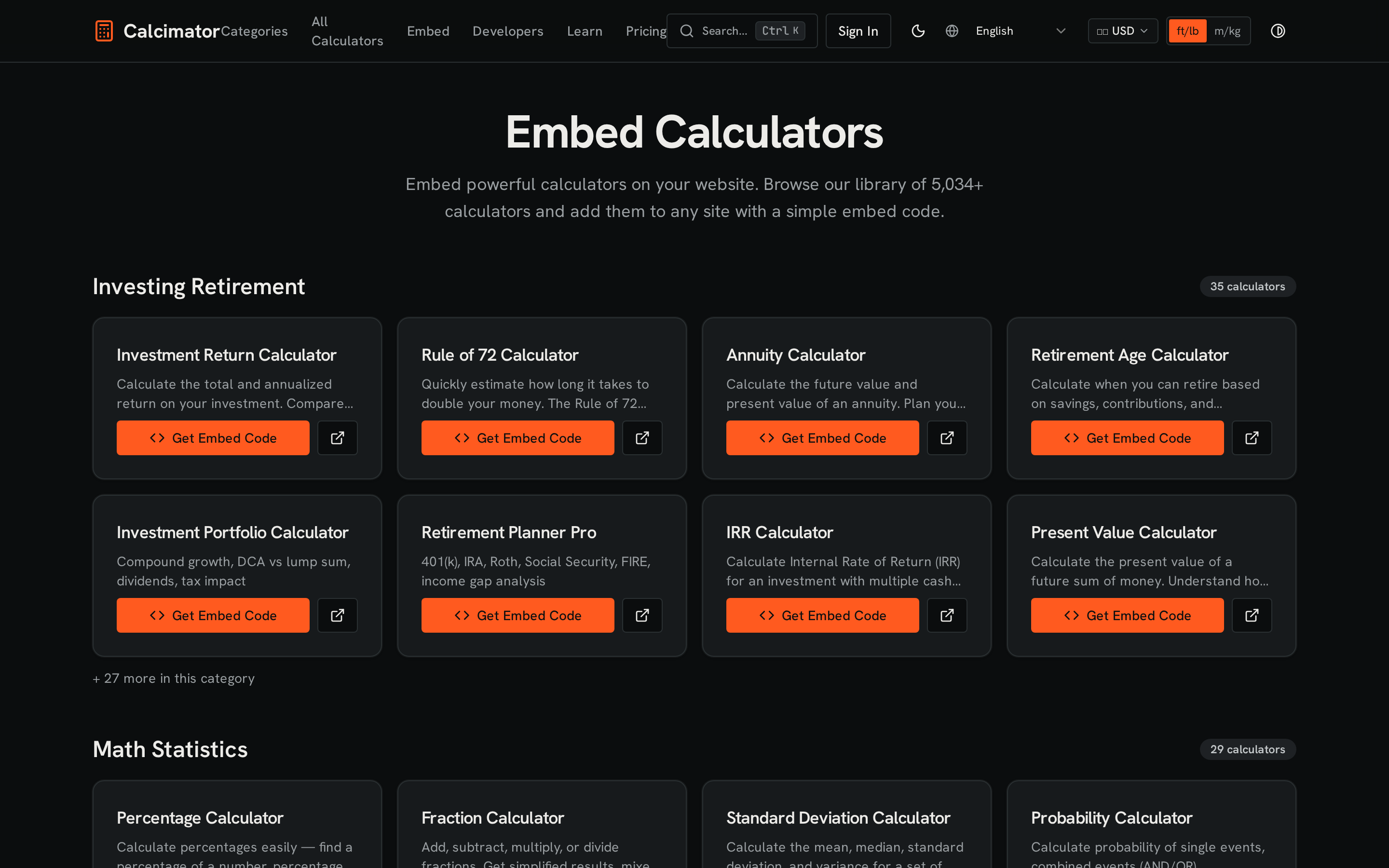 Calcimator marketplace of specialized calculators