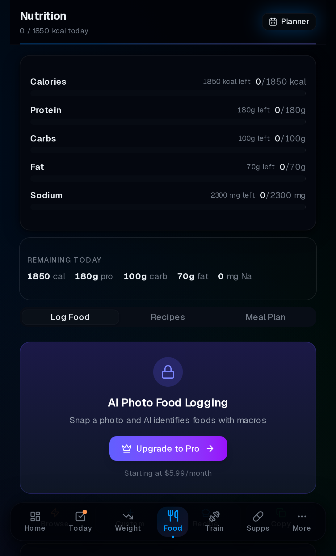 CutMode nutrition tracking on a phone